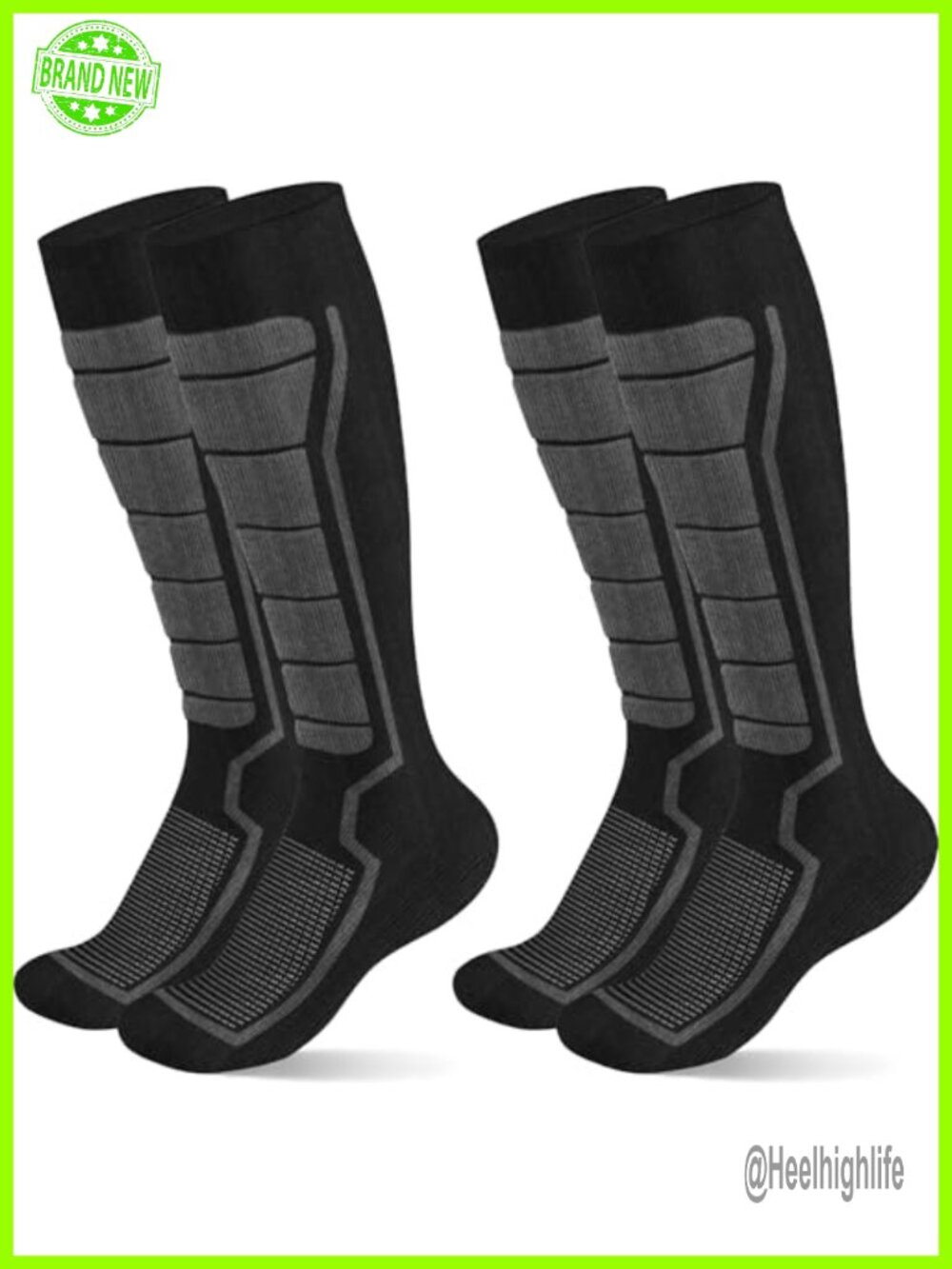 Merino Wool Ski Socks Knee High Warm Over-the-Calf Cushioned Arch Support